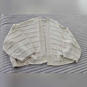 SO Cream Open-Front Ribbed Cardigan